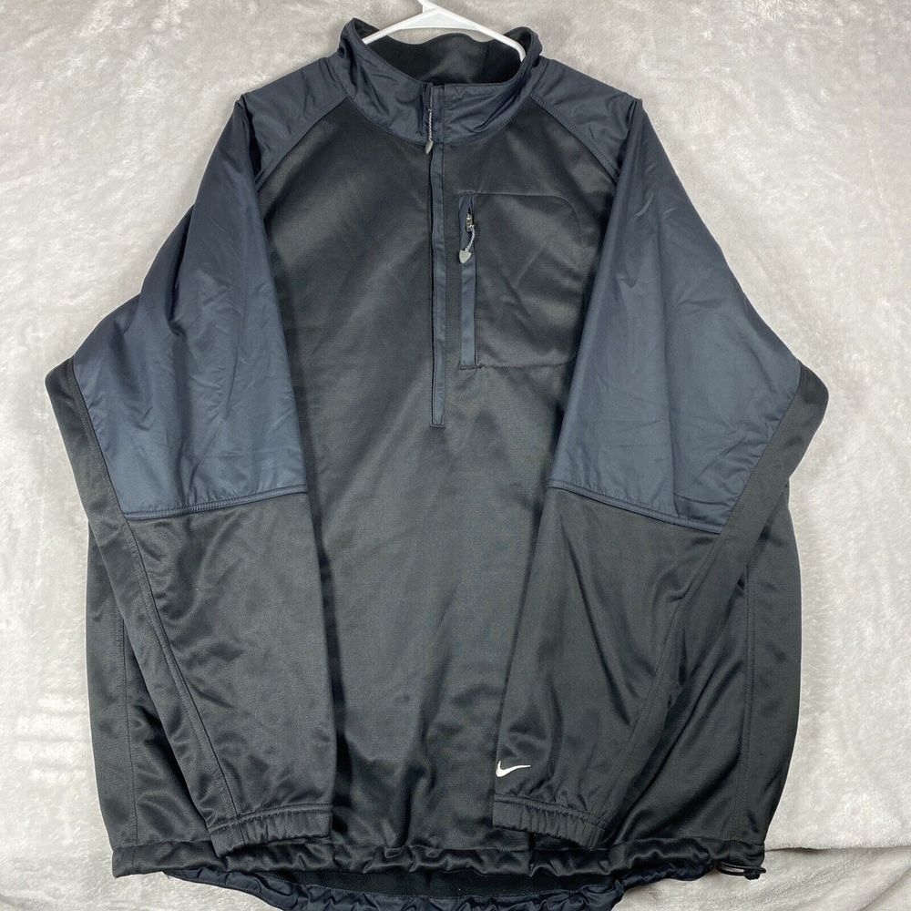 NIKE GOLF Men's Black Therma-Fit 1/4‎ Zip Logo Pullover XL Pullover
